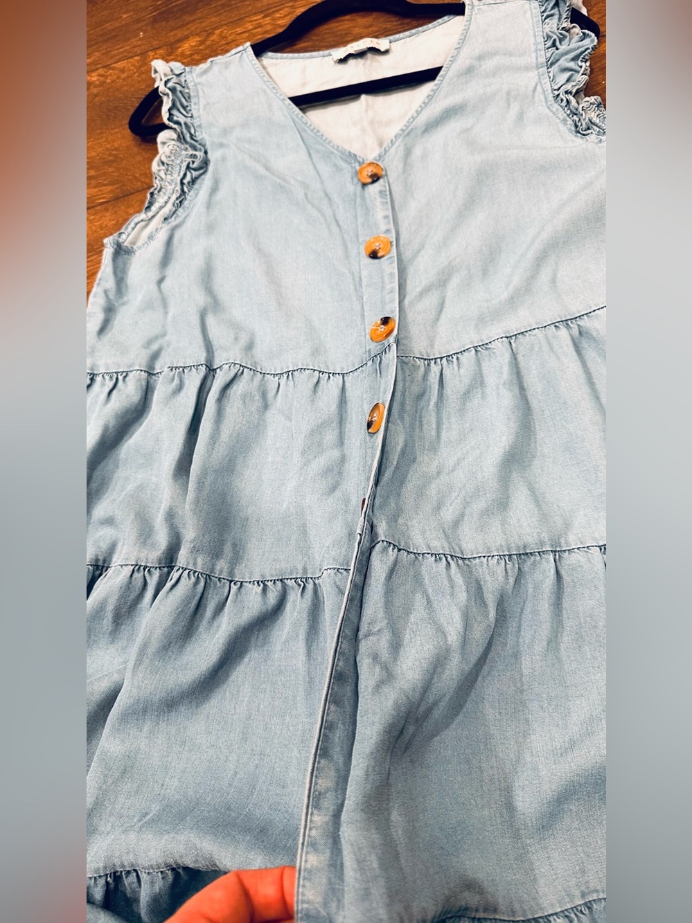 Hayden Light Blue Tiered Button-Front Midi Dress - Picture 7 of 10